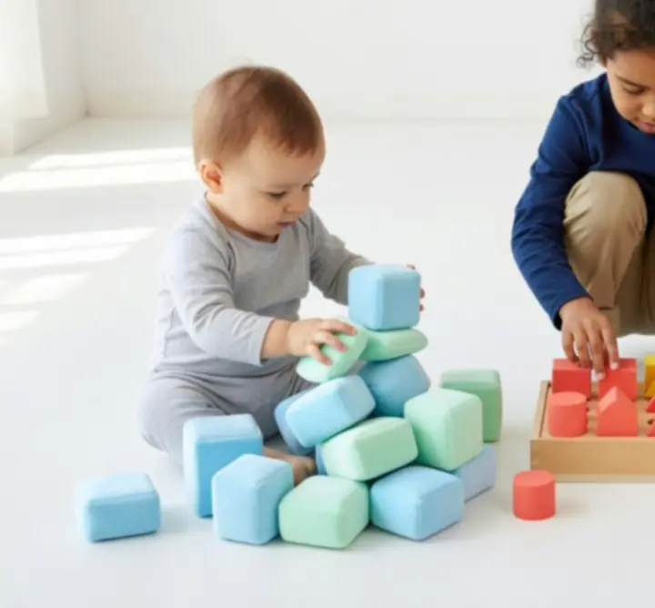 Dzieci w różnym wieku bawiące się kreatywnie