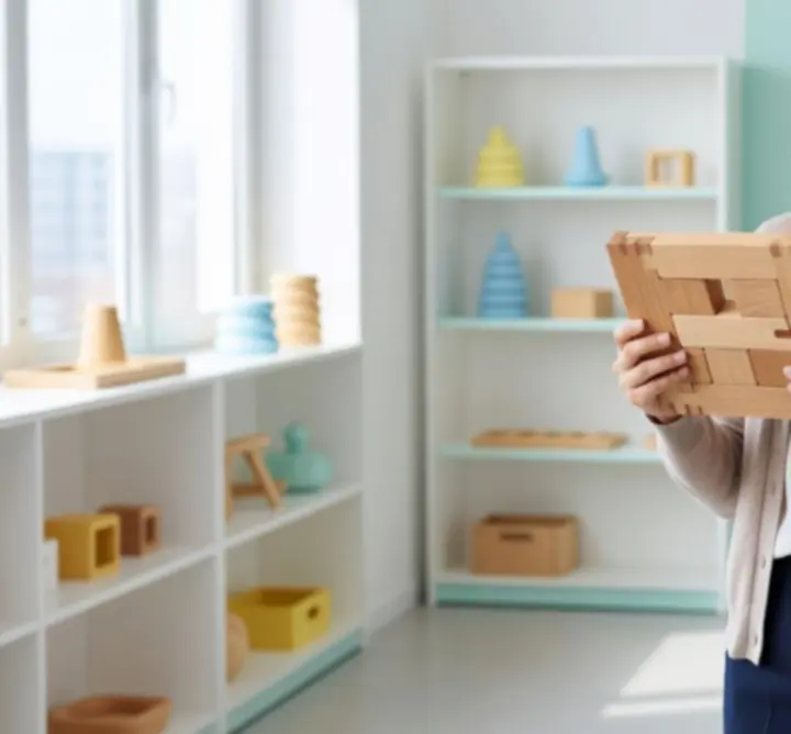 Proces kurateli ekspertów przez specjalistów rozwojowych oceniających zabawki